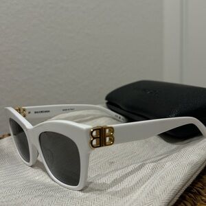 Balenciaga Sunglasses in White with Gold Details